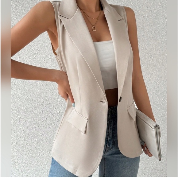Frenchy Women's Lapel Collar Suit Vest - Picture 4 of 4